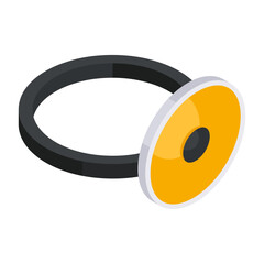 Poster - A flat isometric design icon of head torch 

