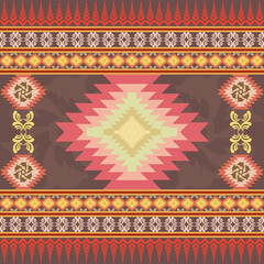 Wall Mural - Native American Southwest, Aztec, Navajo seamless pattern. Tribal geometric print. Ethnic design wallpaper, fabric, cover, textile, rug, blanket.