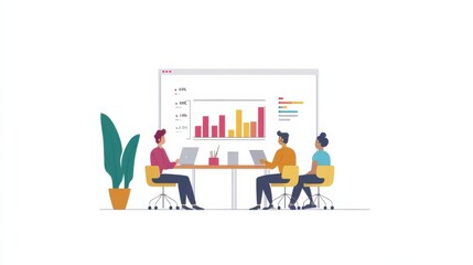 Poster - Office Workers Collaborating in a Modern Setting