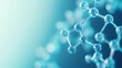 © Eric - A close-up view of a molecular structure with glowing interconnected spheres representing atoms, set against a sleek, blurred blue gradient background.