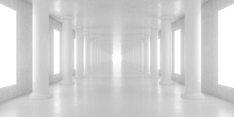 Poster - ethereal white corridor with columns