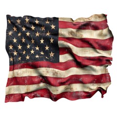 Vintage american flag with worn texture and faded stars and stripes