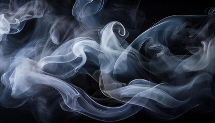 Dreamy, Swirling Blue Smoke Patterns Against a Dark Background, Representing Fluid Motion, Ethereal Energy, and Atmospheric Elegance in an Abstract, Mystical, and Serene Visual Design