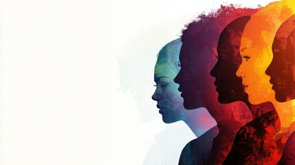 Poster - HR banner with diverse silhouettes of people and text space. 