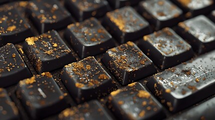 Detailed Closeup of Contaminated Computer Keyboard Highlighting Bacteria Accumulation and