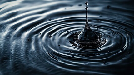 Poster - Macro Rain Drop in Dark Water Surface