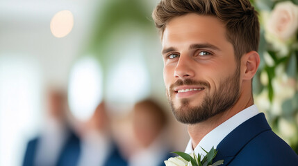 A man in a suit and tie is smiling and posing for a picture