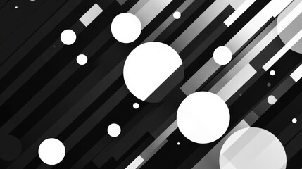 Poster - A captivating arrangement of large and small circles is scattered across a diagonal grid, creating a striking abstract pattern in monochrome. Generative AI