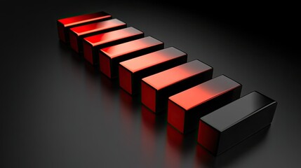 Poster - Captivating 3D Illustration of Abstract Blocks in Red and Black