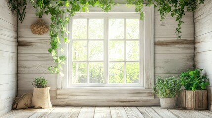 Lush Greenery by a Beautiful Window