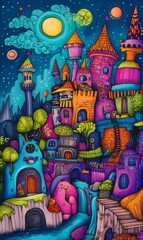  A colorful, whimsical, fairytale castle.
