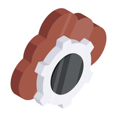 Sticker - Conceptual flat isometric design icon of cloud setting

