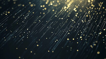 Poster - Golden particles fall gracefully against a dark background, creating a mesmerizing and captivating visual effect.