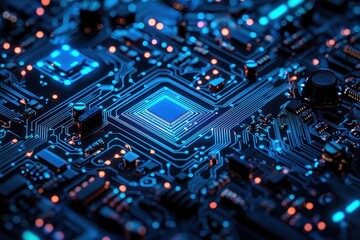 Poster - Intricate AI Chip Circuits in Close-Up View