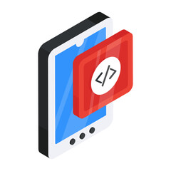 Unique design icon of mobile coding

