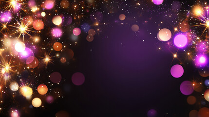Aufkleber - Vibrant abstract light background with glowing purple and gold elements