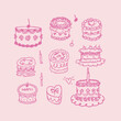 © revinci - Sketch Cake doodle handdrawn collection sweet desserts sketches
