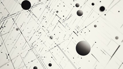 Poster - Scattered circles of different sizes create an engaging abstract geometric pattern on a diagonal line grid, enhancing visual depth. Generative AI