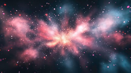 Wall Mural - Abstract cosmic background with pink, blue, and white nebulae and stars.