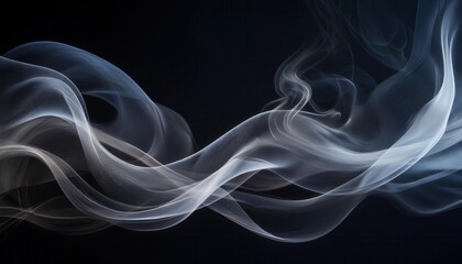 Poster - Ethereal White Smoke Swirls in Motion Against a Deep Dark Background, Perfect for Abstract Art, Atmospheric Design, Mystical Concepts, and Dreamy Vapor Themed Creative Projects