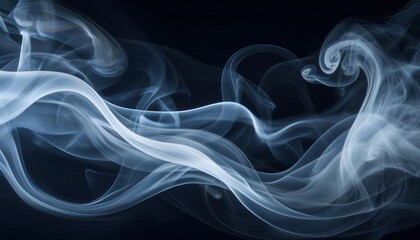Poster - Ethereal White Smoke Swirls in Motion Against a Deep Dark Background, Perfect for Abstract Art, Atmospheric Design, Mystical Concepts, and Dreamy Vapor Themed Creative Projects