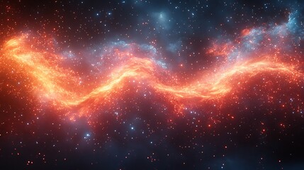 Poster - Dynamic abstract background showcasing bright crimson icy blue particles swirling together in a cosmic dance set against a dark starry backdrop that enhances the visual drama