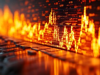 Poster - Abstract visualization of data with vibrant orange and yellow wave patterns.