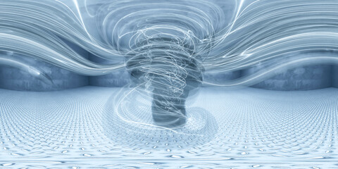 Poster - 360 degree panorama of Swirling Blue Vortex of Light and Energy