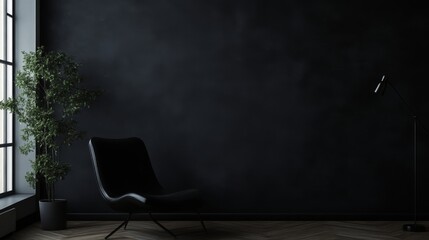 Minimalist Interior Design with Black Chair and Floor Lamp