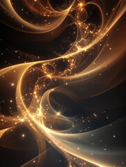 Aufkleber - An enchanting mix of golden spirals and shimmering stars twinkles against a dark backdrop, capturing the essence of abstract Christmas spirit. Generative AI