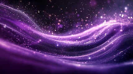 Poster - Vibrant abstract background featuring swirling particles deep purple and shimmering silver creating a mesmerizing visual effect that captures the essence of movement and elegance