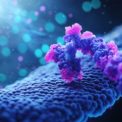 Poster - Close-Up Illustration of Drug Receptor Interaction, 3D illustration