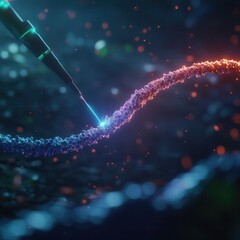 Poster - DNA Strands Being Edited with Advanced Technology, 3D illustration