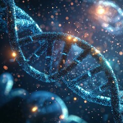 Poster - Glowing Abstract Representation of DNA Structure, 3D illustration