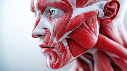 Leinwandbilder - Explore the intricate details of human muscle anatomy with a close-up view highlighting red and white muscle fibers. Generative AI