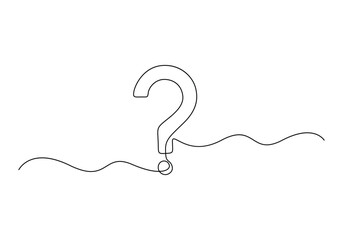Poster - question mark linear background. continuous one line drawing of question mark. vector illustration