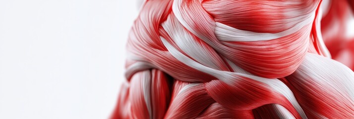 Aufkleber - The striking red and white muscle displays a complex weave of fibers, emphasizing its unique structure and natural beauty. Generative AI