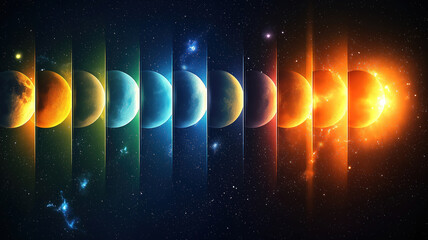 Poster - Solstice and equinox dates with earth positions marking the seasonal changes throughout year