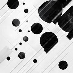 Aufkleber - Large and small circles are scattered along a diagonal grid, creating a striking abstract geometric pattern against a minimalist backdrop. Generative AI