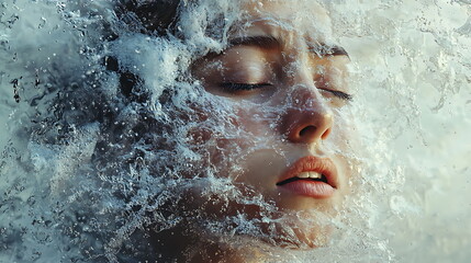 Poster - A serene moment woman immersed in water capturing the essence of tranquility and beauty amidst nature's embrace