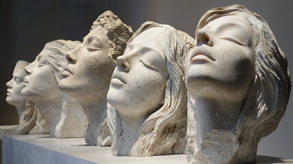 Poster - Exploring the beauty of sculpted human heads a captivating display of artisan mastery and artistic expression