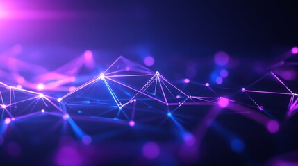 Abstract technology background with glowing lines and dots in vibrant colors.