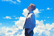 © keisuke - 青空を見上げるビジネスマン, 夏, アニメ風イラスト