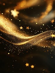 Poster - Intricate golden spirals and stars blend beautifully on a dark canvas, evoking a magical atmosphere perfect for the holiday season. Generative AI