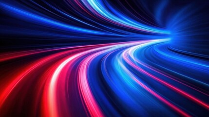 Poster - Abstract motion with red and blue light rays stretching across the background, representing futuristic speed and energy.