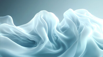 Wall Mural - Abstract blue fabric with flowing curves and soft lighting.