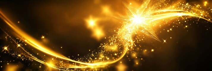 Aufkleber - Golden spirals and stars blend beautifully, casting light and shadow for a festive, abstract aesthetic on a dark backdrop. Generative AI
