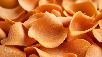 Crispy, Crunchy, and Delicious:  A close-up macro shot of a pile of golden-brown prawn crackers, showcasing their intricate textures and irresistible appeal.