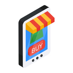 Sticker - A trendy design icon of mobile shop

