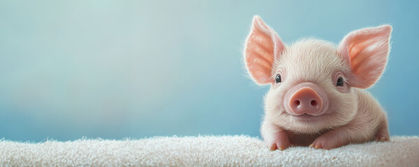 Wall Mural - A little lucky pig as a panoramic picture.